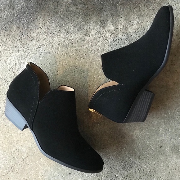 Soda Black on Black Low 1.75” Heel Ankle Bootie - Picture 2 of 7